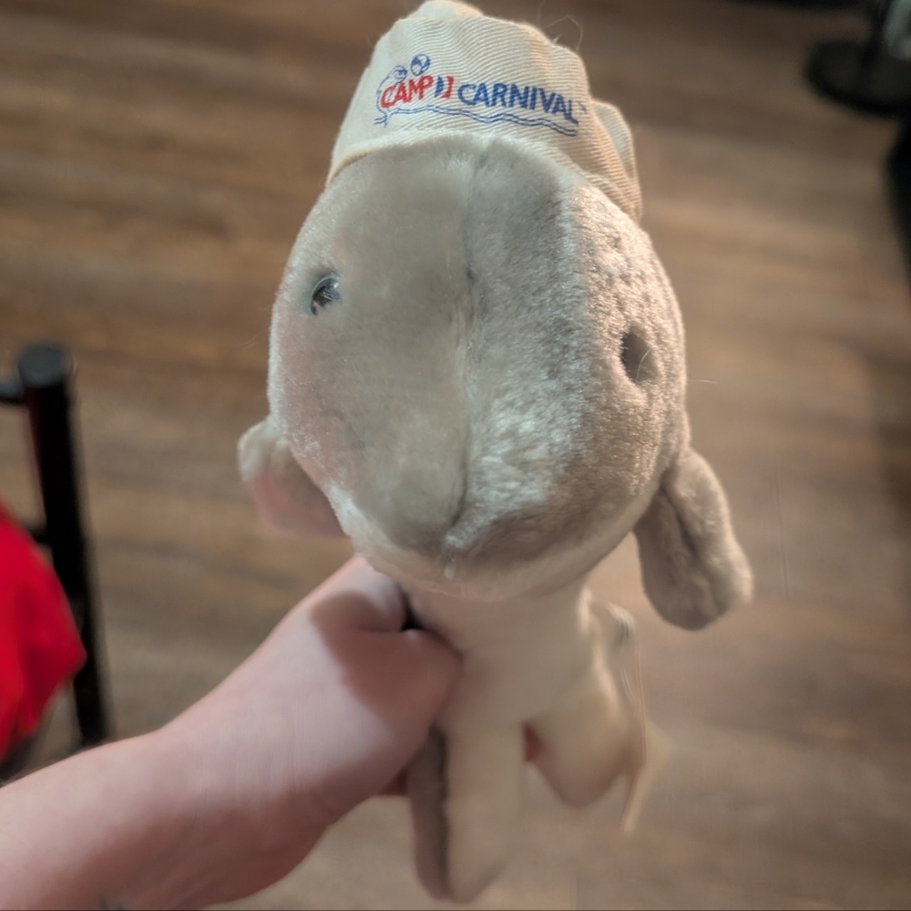 Vintage Camp Carnival Cruise Dolphin Plush Stuffed Animal W/ Hat 90's W/ Tag